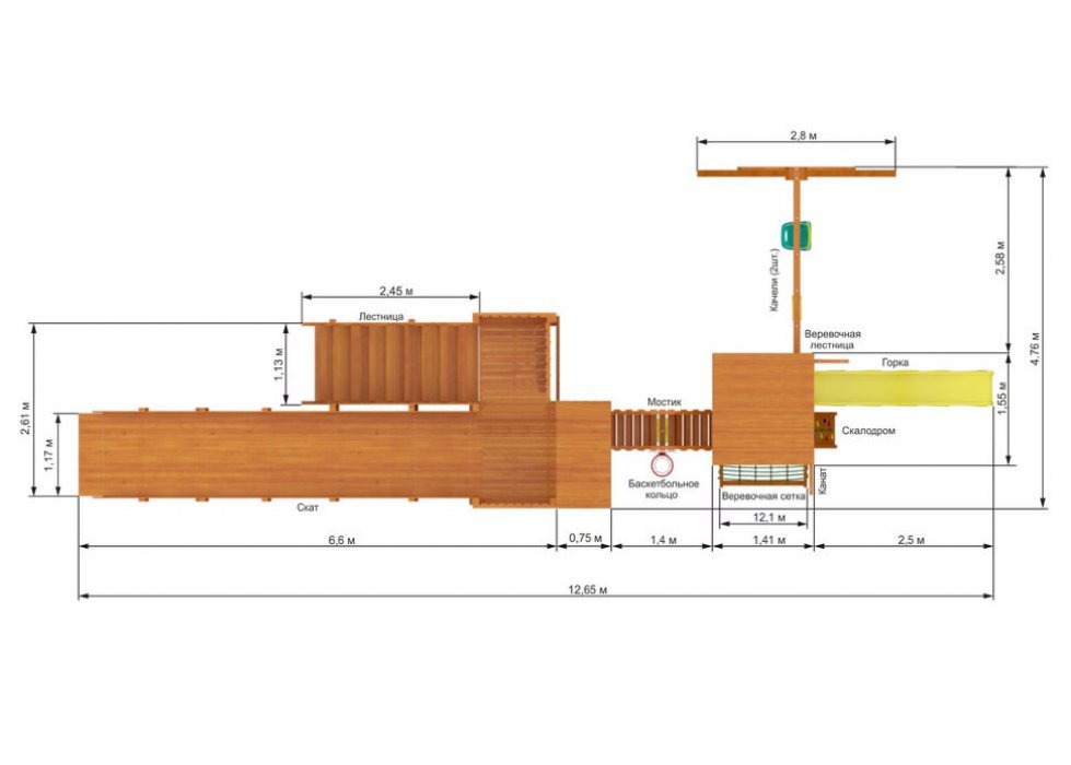 Детская деревянная зимняя горка Snow Fox 5,9 м + Панда Фани Gride - вид 2