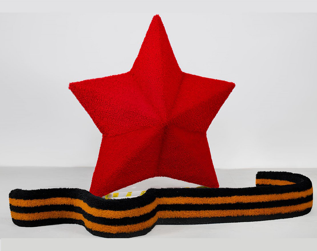 Топиари композиция Звезда с георгиевской лентой - газон Eco - вид 4