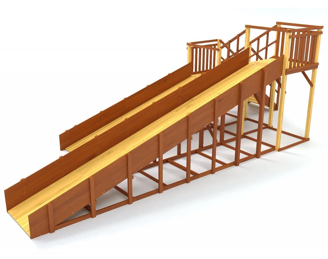 Зимняя деревянная игровая горка TORUDA Север-7 (скат 5 м и 7,68 м) - вид 2