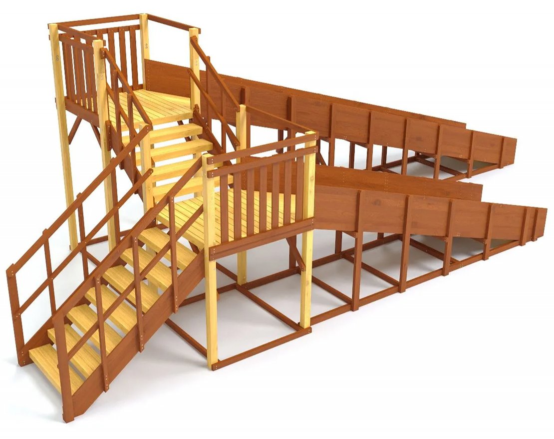 Зимняя деревянная игровая горка TORUDA Север-7 (скат 5 м и 7,68 м) - вид 4
