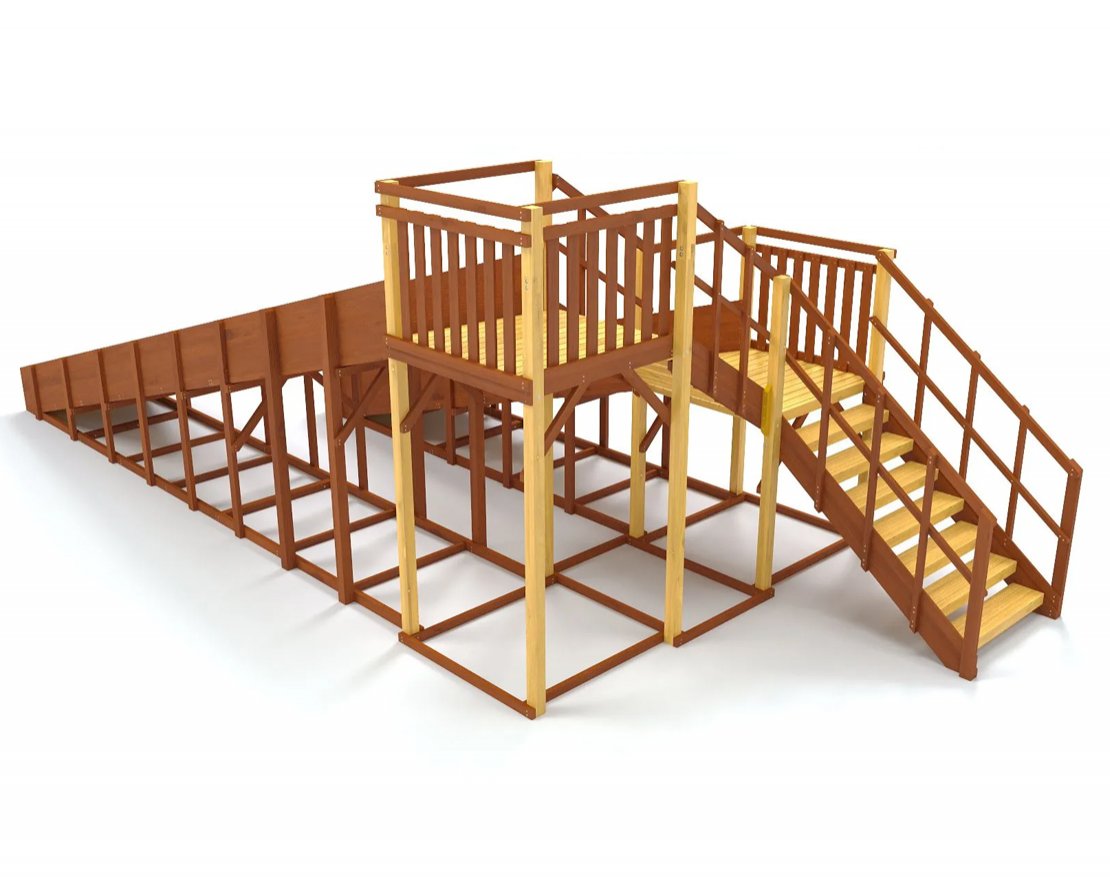Зимняя деревянная игровая горка TORUDA Север-7 (скат 5 м и 7,68 м) - вид 3